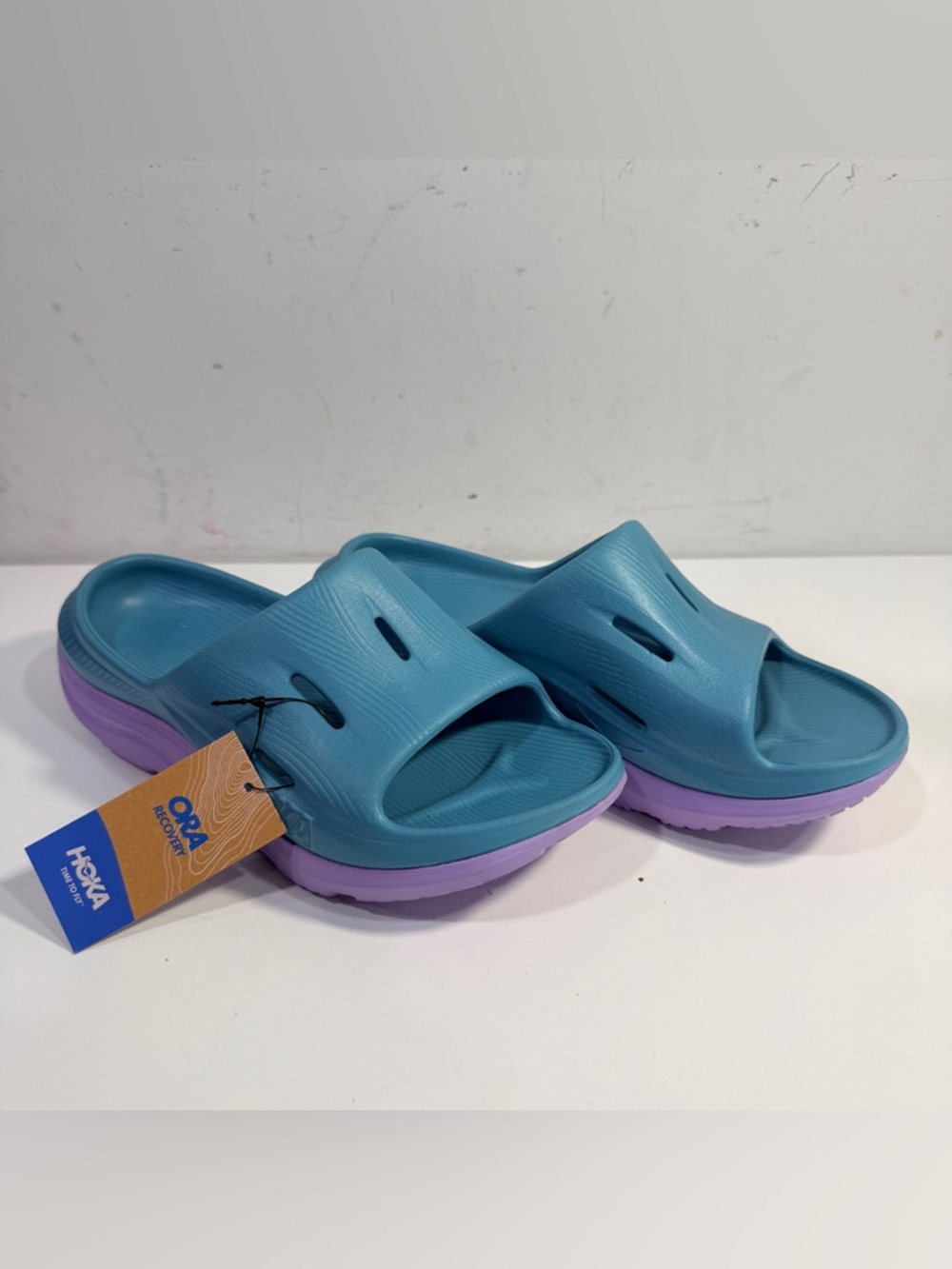 HOKA Ora Recovery Slide Ocean Lilac Misk Sandals Summer Outdoor Youth Size 4MD